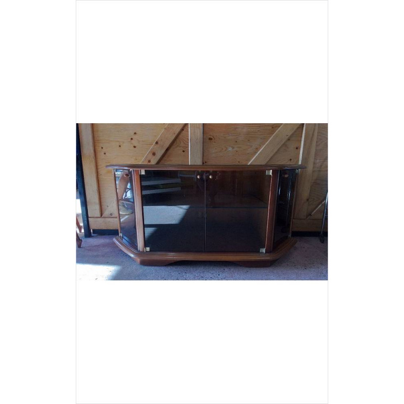 MEUBLE TV BAS ANGLE MERISIER