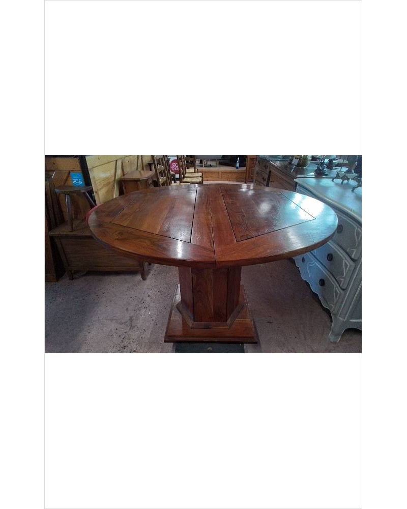 TABLE RONDE BOIS EXOTIQUE 1 ALLONGE 40CM