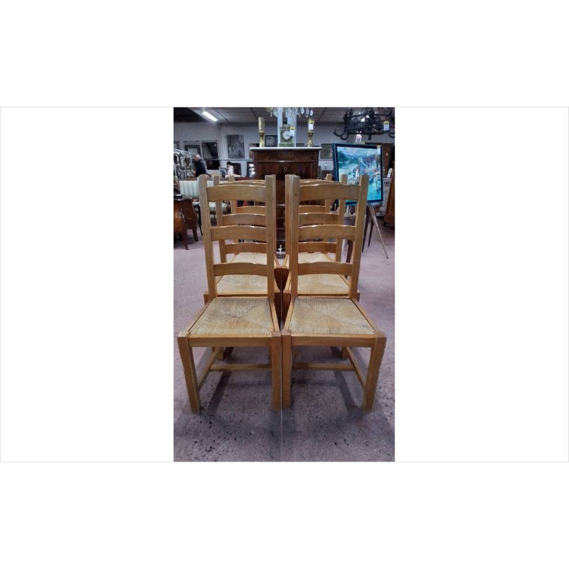 LOT DE 6 CHAISES PAILLEES EN L’ÉTAT 