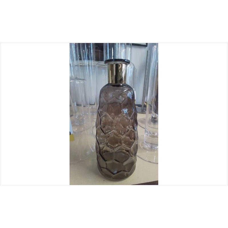 VASE BOUTEILLE VERRE FUMÉ 