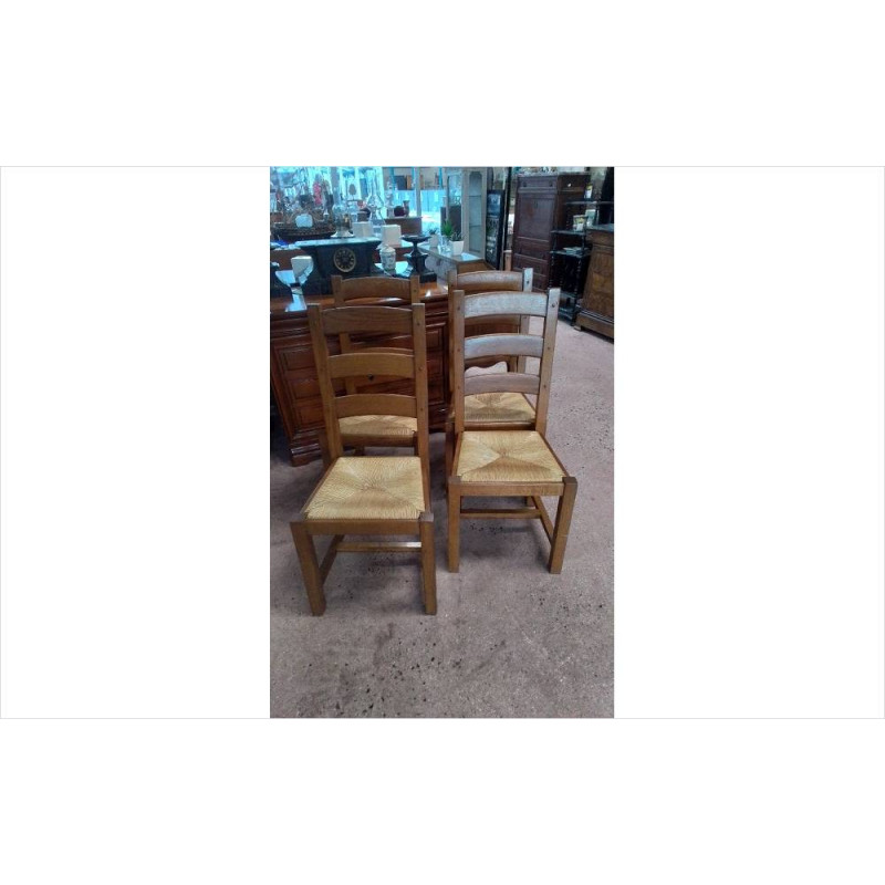 LOT DE CHAISES PAILLEES 