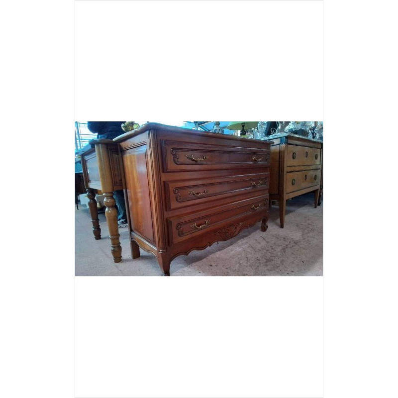 COMMODE PLACAGE MERISIER 3 TIROIRS 