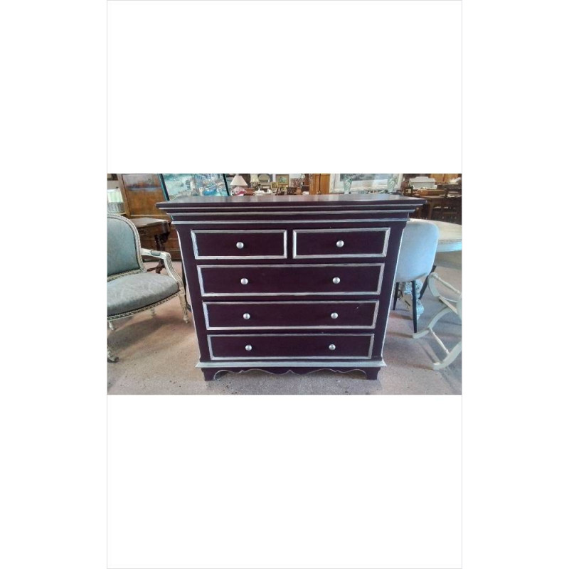 COMMODE 5 TIROIRS PEINTE COUNTRY CORNER