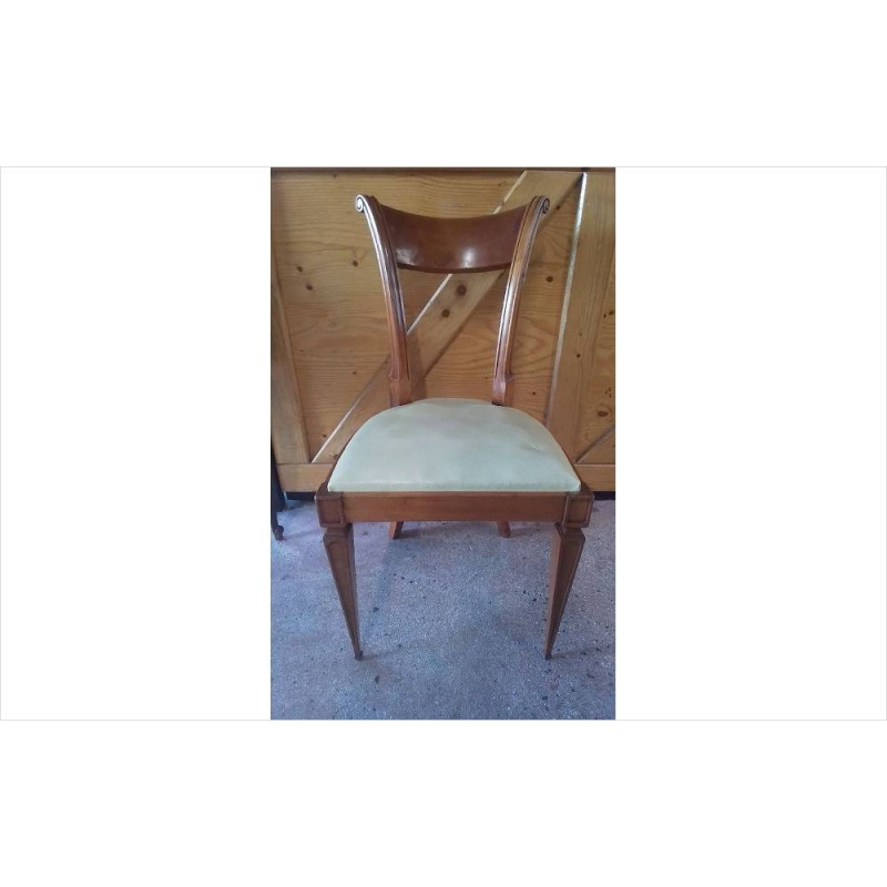 LOT DE 4 CHAISES SKAÏ ECRU EN L’ÉTAT 