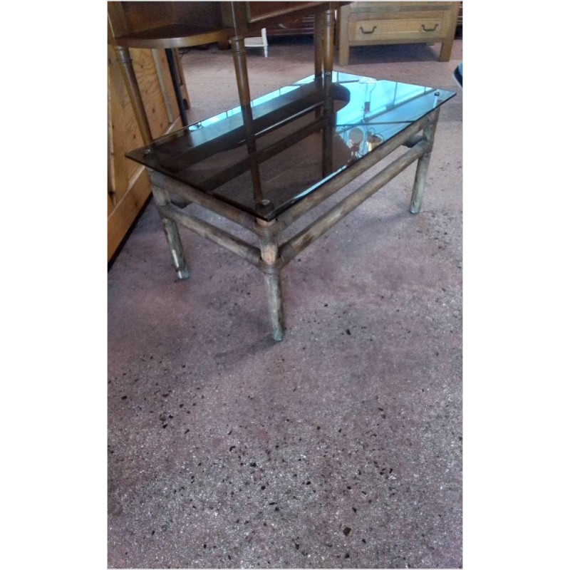 TABLE BASSE DESSUS VERRE 