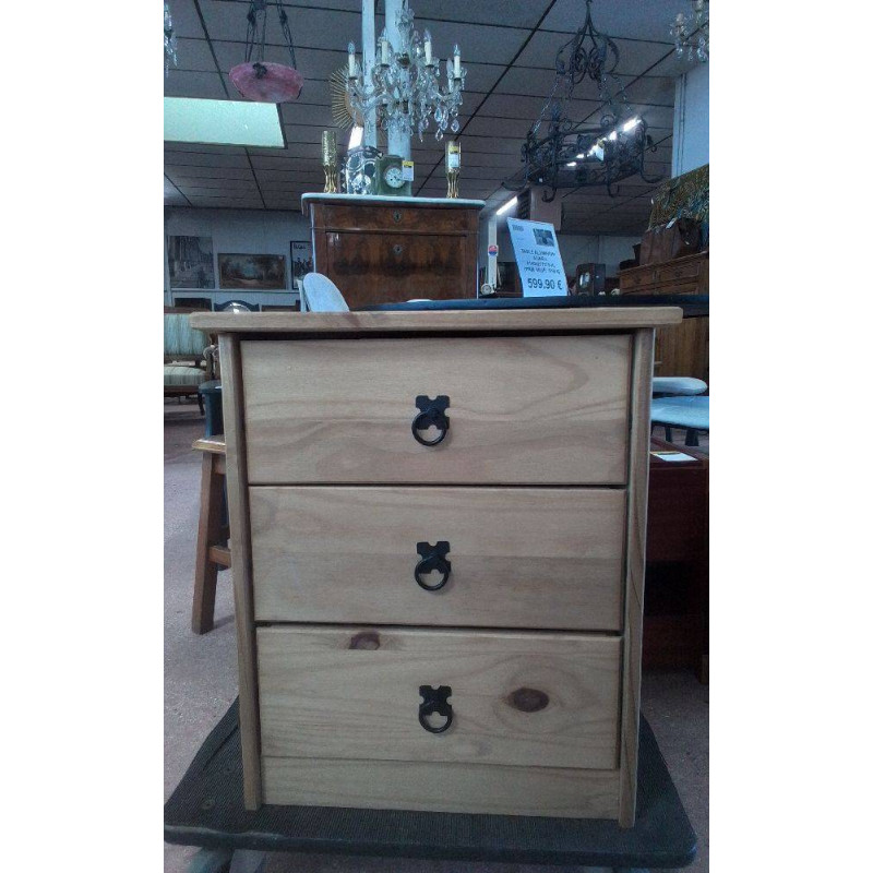 COMMODE 3 TIROIRS PIN MASSIF 