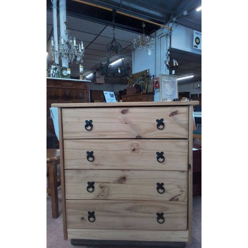 COMMODE 4 TIROIRS PIN MASSIF 