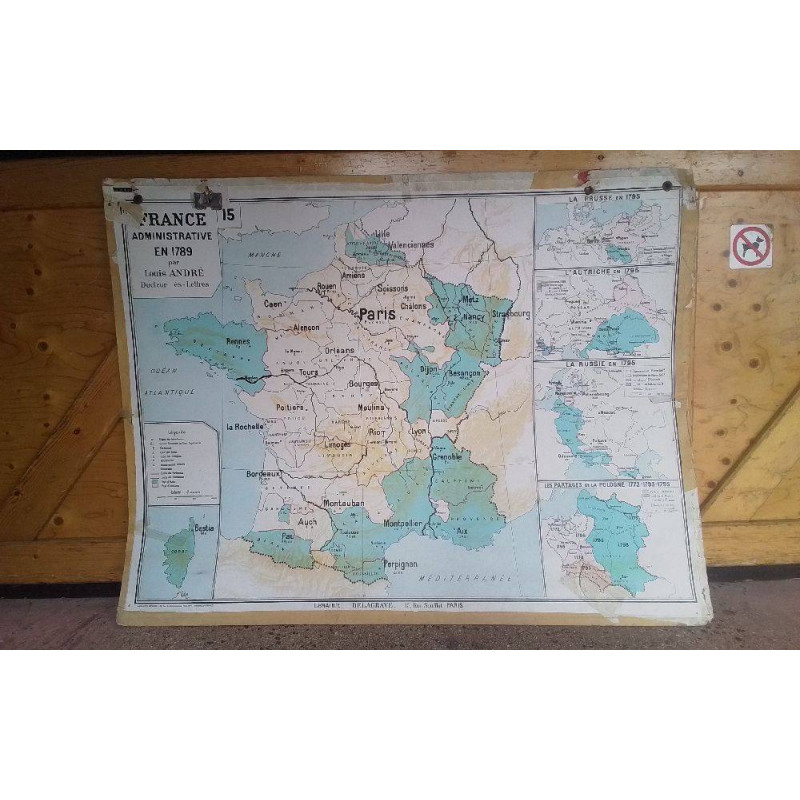 AFFICHE CARTE FRANCE ADMINISTRATIVE 1789