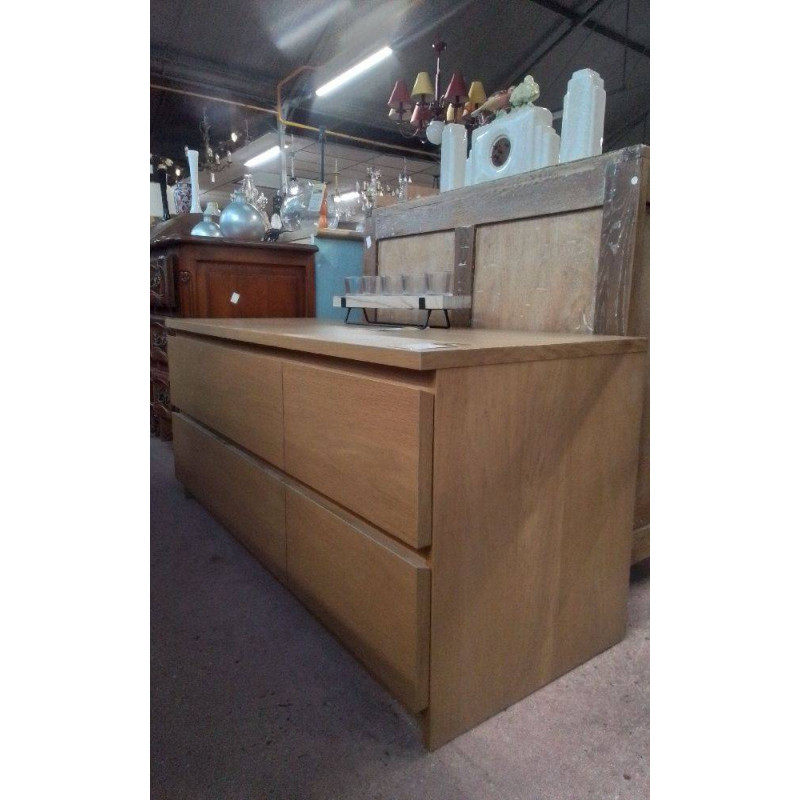 COMMODE 4 TIROIRS PLAQUEE CHENE 