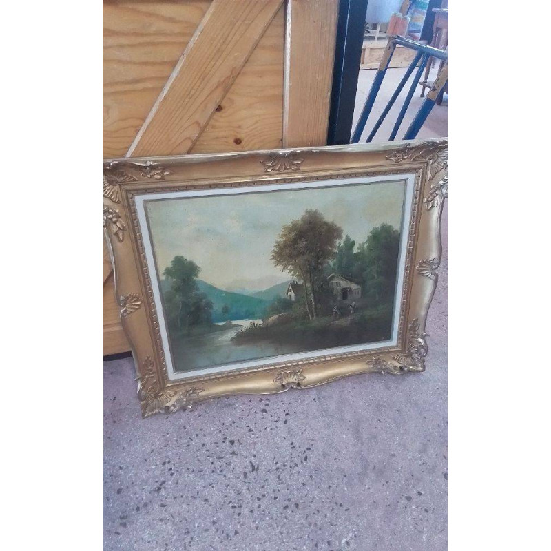 PEINTURE PAYSAGE CADRE DORÉ 