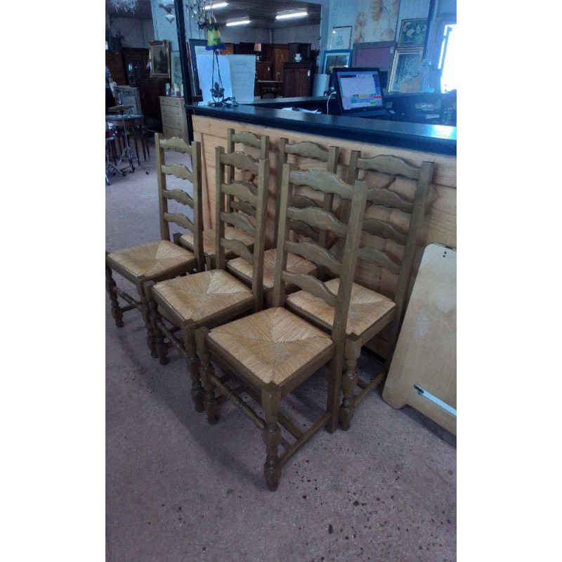 LOT DE 6 CHAISES PAILLE 