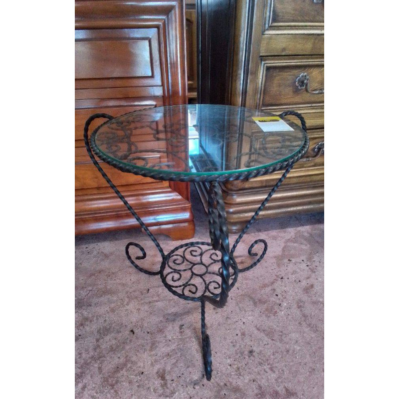 TABLE BASSE FER & VERRE