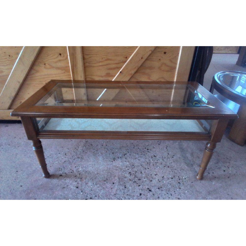 TABLE BASSE MERISIER VITRINE