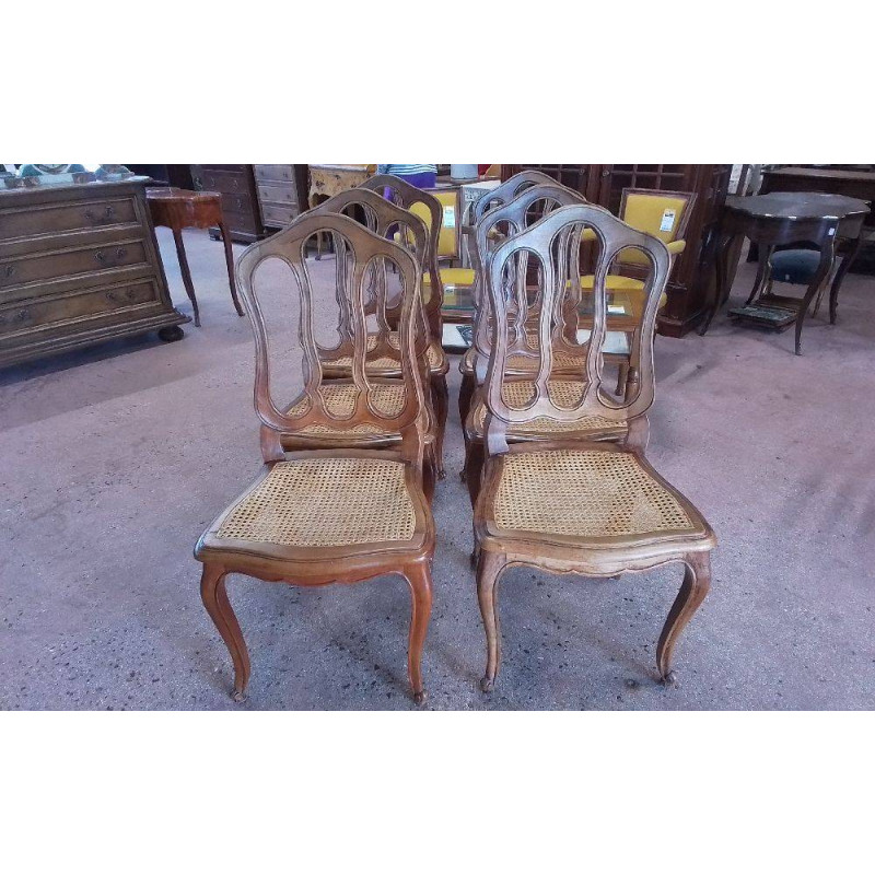 LOT DE 6 CHAISES CANNÉES MERISIER 