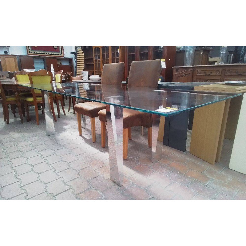 TABLE DESIGN VERRE & CHROME
