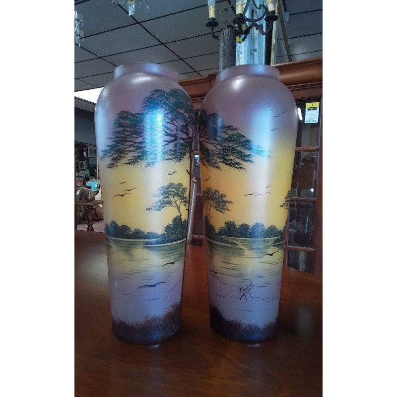 PAIRE DE VASES PEINTS ART NOUVEAU 