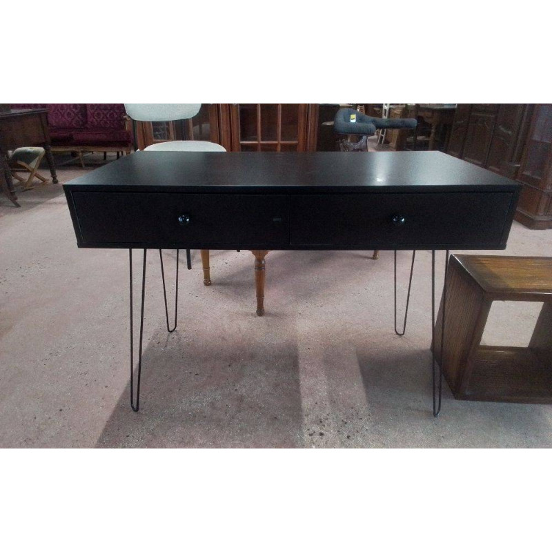 CONSOLE NOIRE MODERNE 2 TIROIRS 