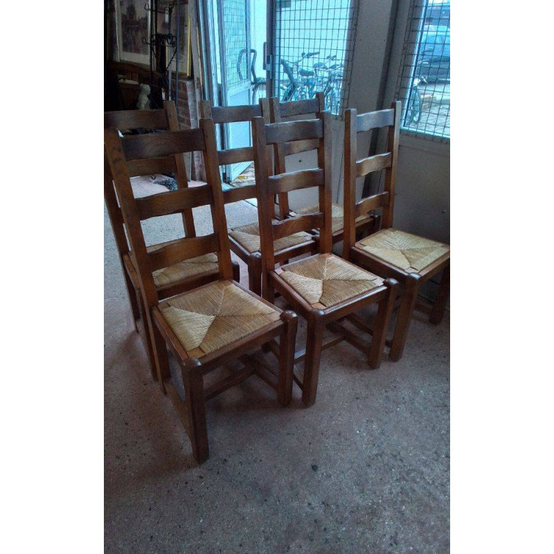 LOT DE 6 CHAISES RUSTIQUE 