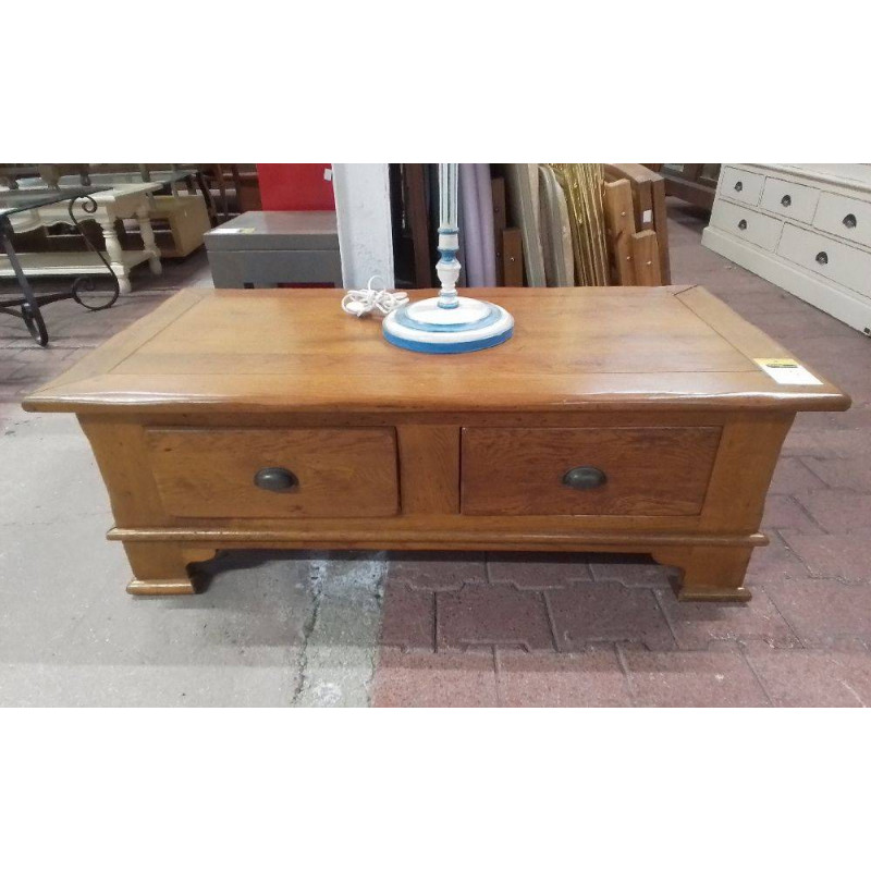 TABLE BASSE CHÊNE 2 TIROIRS 