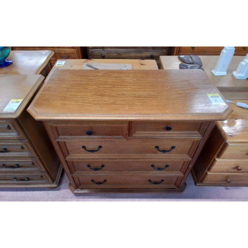 COMMODE PLACAGE CHÊNE 5 TIROIRS EN L’ÉTAT 