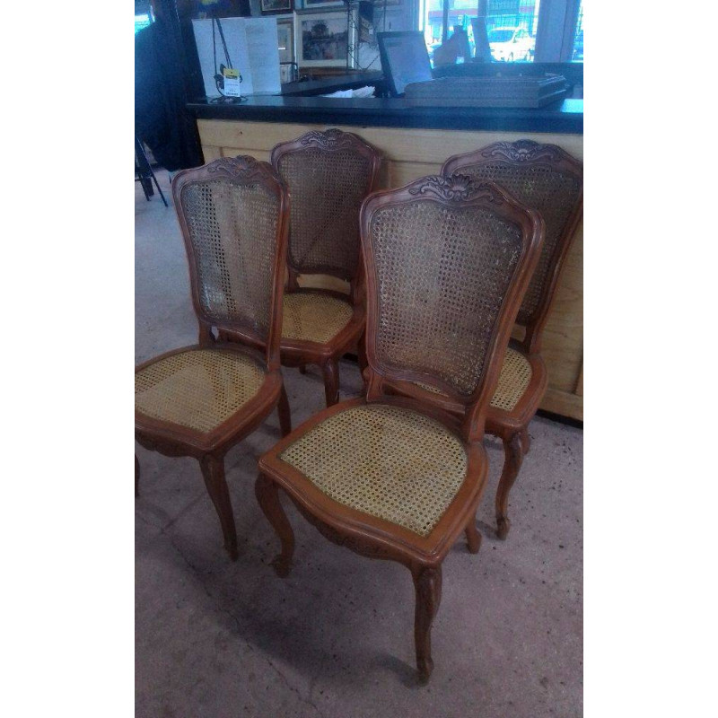 LOT DE 4 CHAISES CANNÉES 