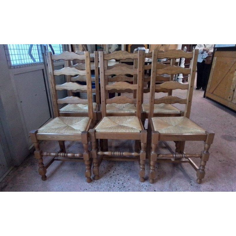 LOT DE 6 CHAISES PAILLEES 