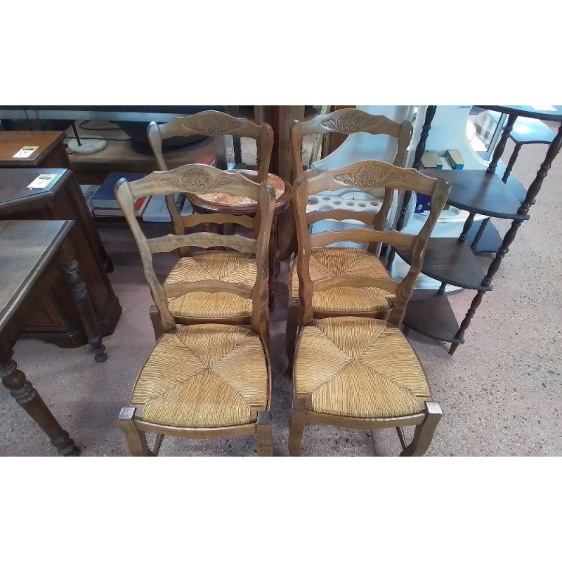 LOT DE 4 CHAISES PAILLEES 