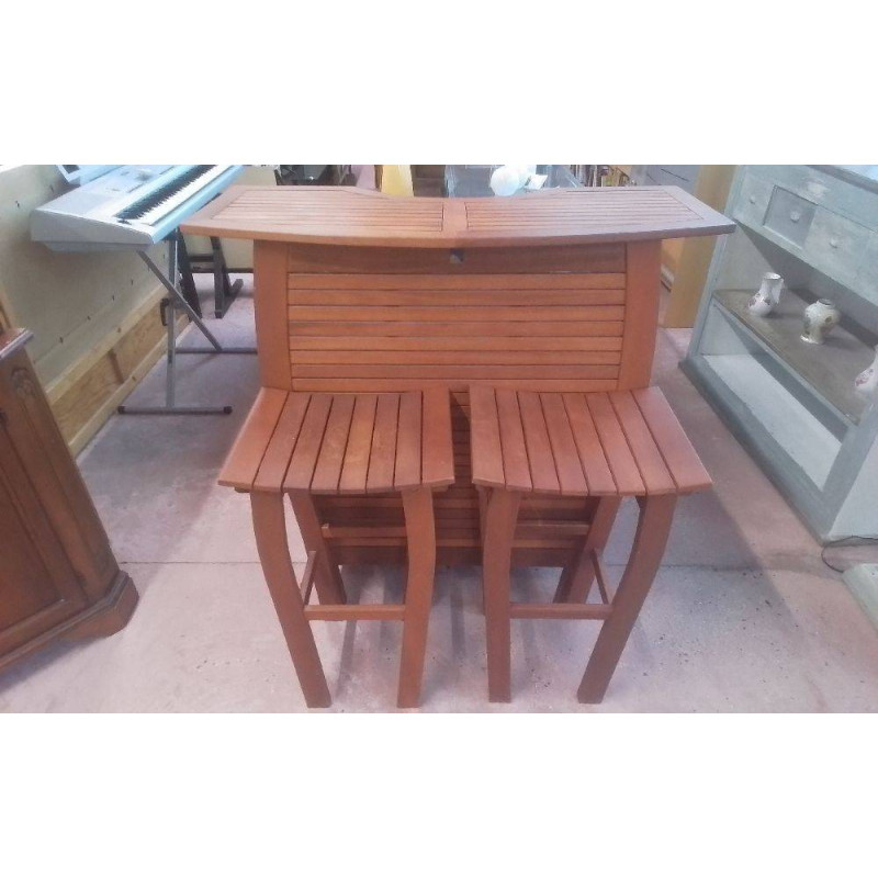 BAR & 2 TABOURETS TECK