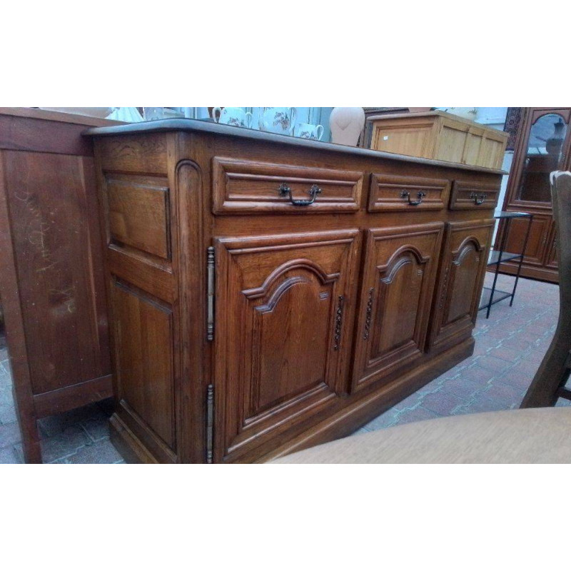 BUFFET BAS CHÊNE 3 PORTES 3 TIROIRS 