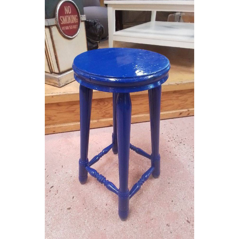 TABOURET PEINT BLEU 