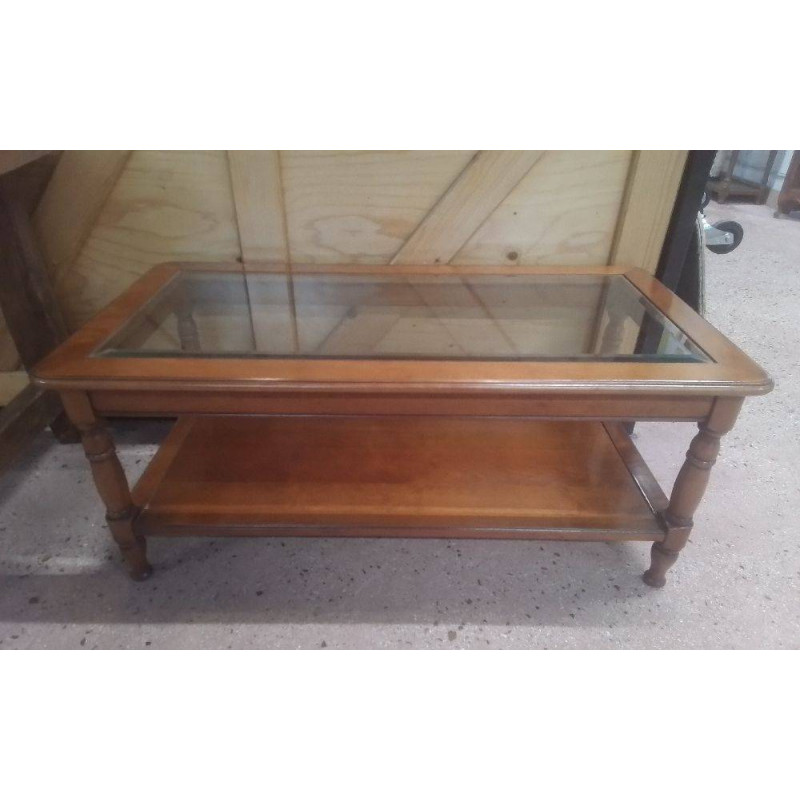 TABLE BASSE MERISIER & VERRE