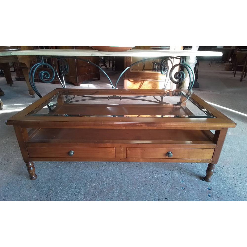 TABLE BASSE MERISIER 2 TIROIRS 