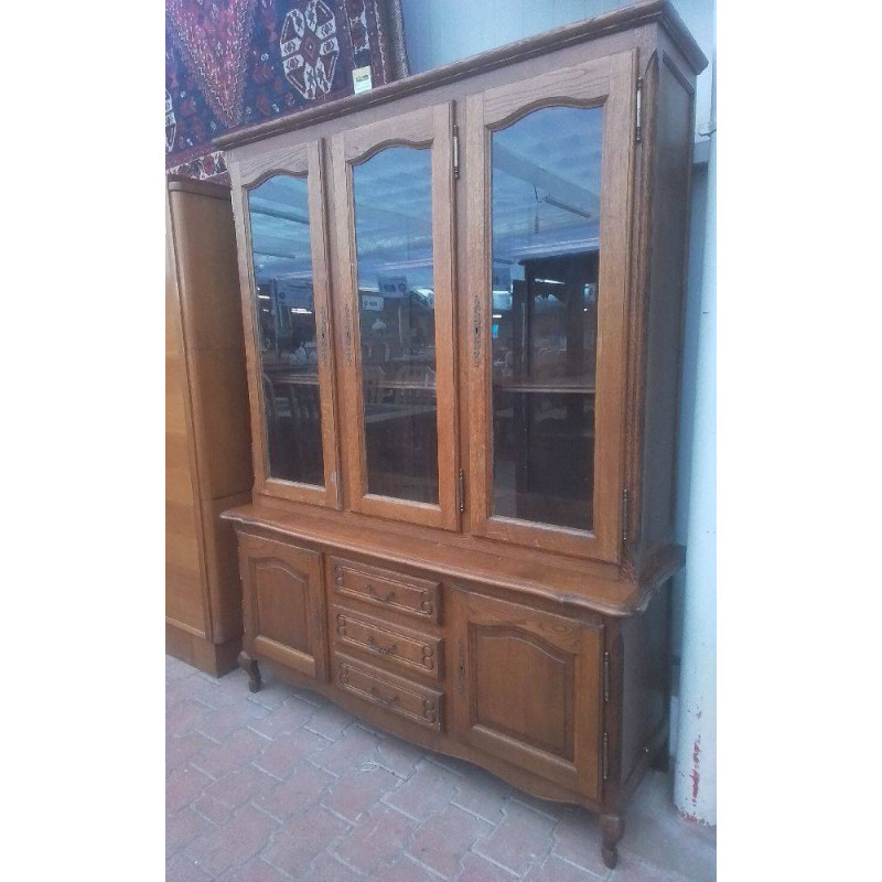 BIBLIOTHÈQUE VITRÉE RUSTIQUE 2 CORPS 