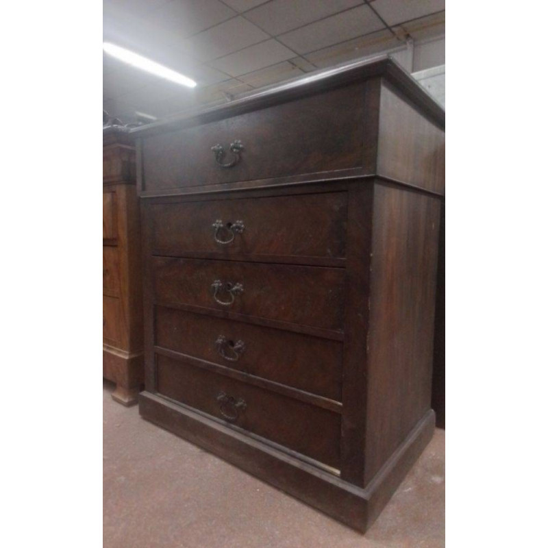 COMMODE CHEMIN DE FER PLACAGE ACAJOU 