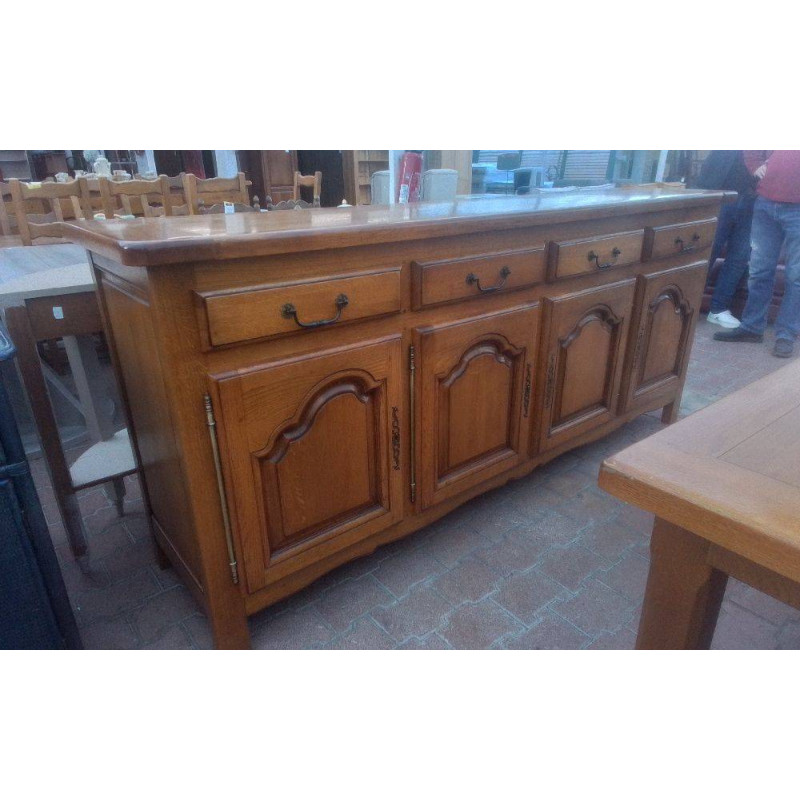 BUFFET BAS CHÊNE 4 PORTES 4 TIROIRS 