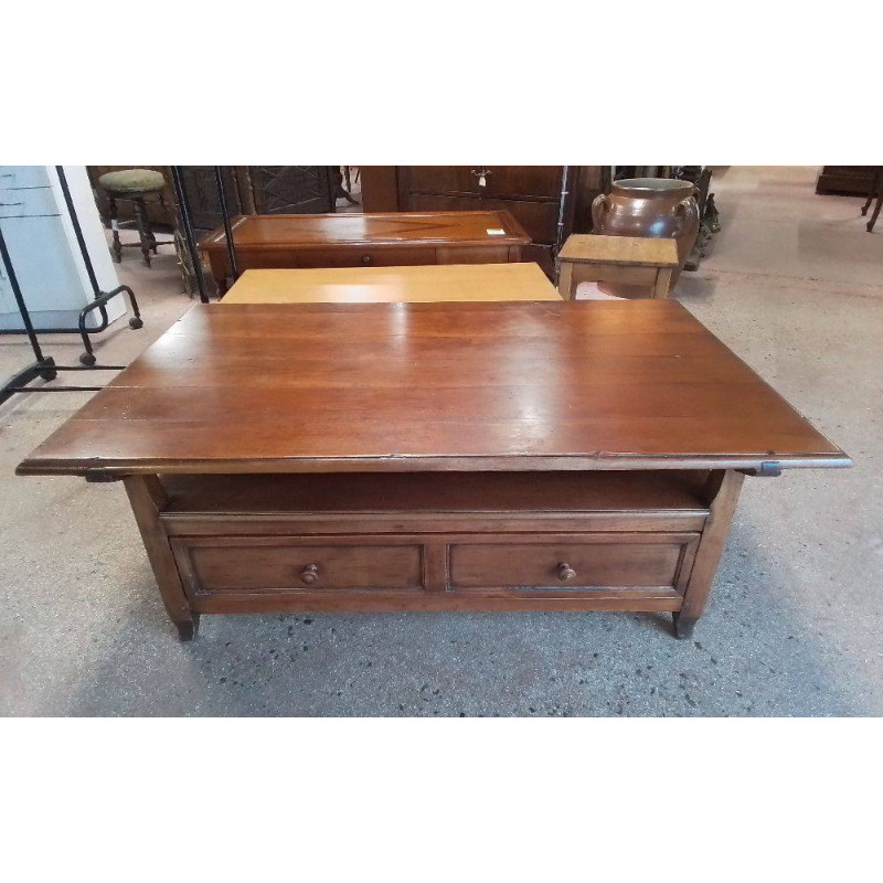 TABLE BASSE 2 TIROIRS MERISIER 