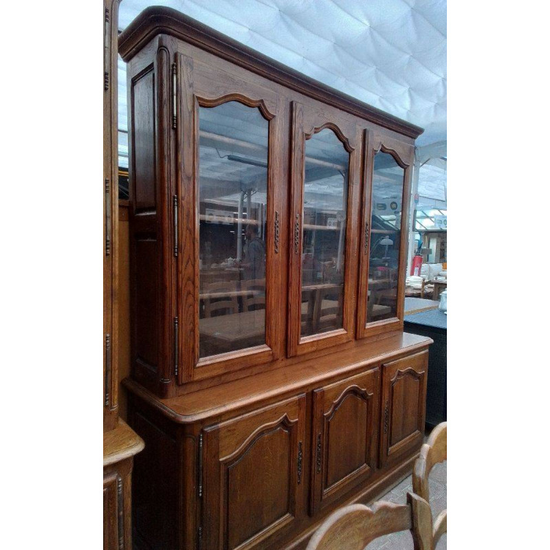 BUFFET 2 CORPS VITRÉ CHÊNE 6 PORTES 