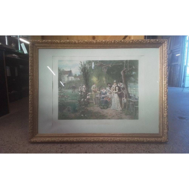 CADRE DORÉ REPRO AU VERT GALANT 