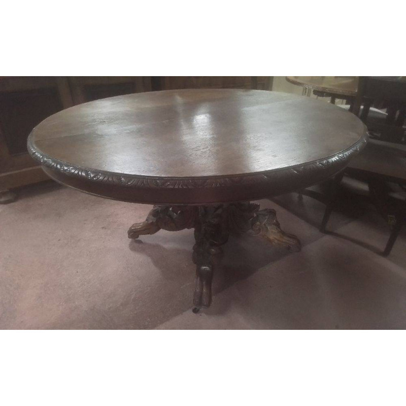 GUÉRIDON ANCIEN CHÊNE SANS ALLONGE