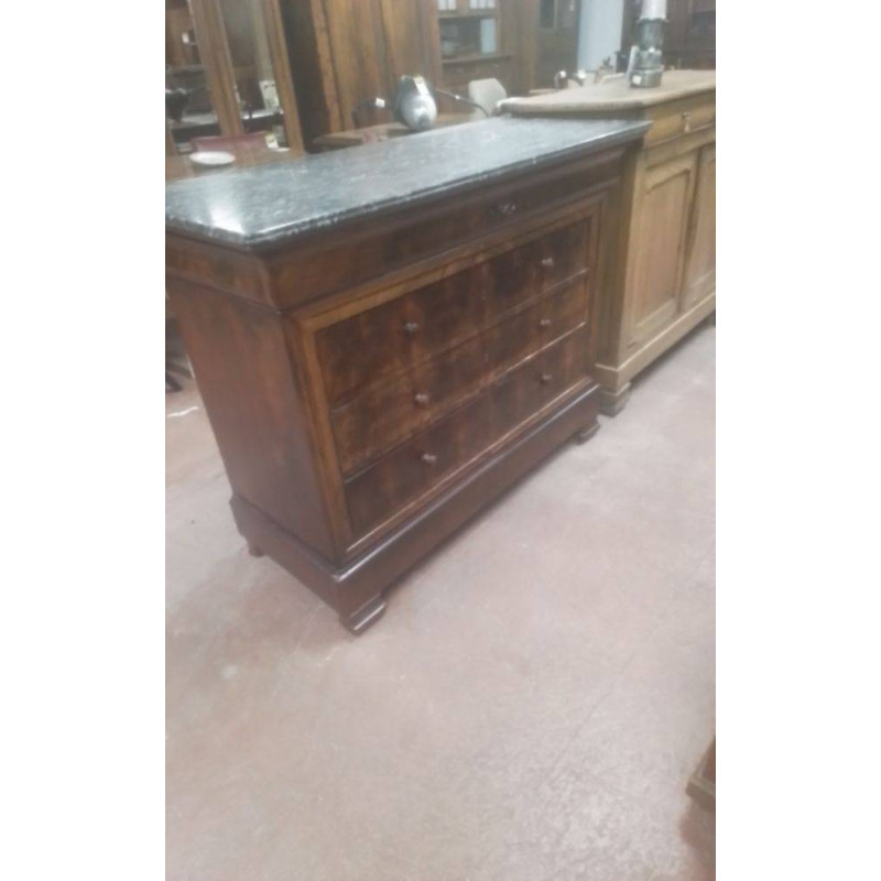 COMMODE LOUIS PHILIPPE DESSUS MARBRE ACCIDENT 