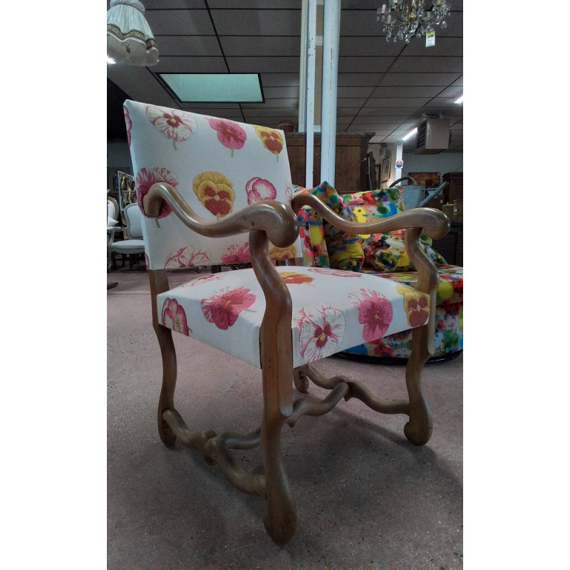 FAUTEUIL OS DE MOUTON TISSU FLEURI 