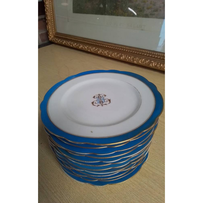 SERIE DE 13 ASSIETTES PORCELAINE 