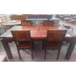 TABLE TECK 4 CHAISES +2 ALLONGES 