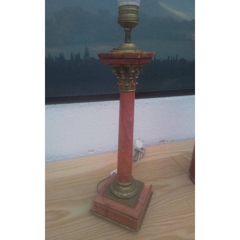 PIED DE LAMPE EMPIRE MARBRE BRONZE