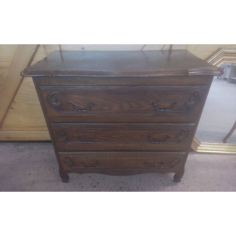 COMMODE PLACAGE CHÊNE 3 TIROIRS