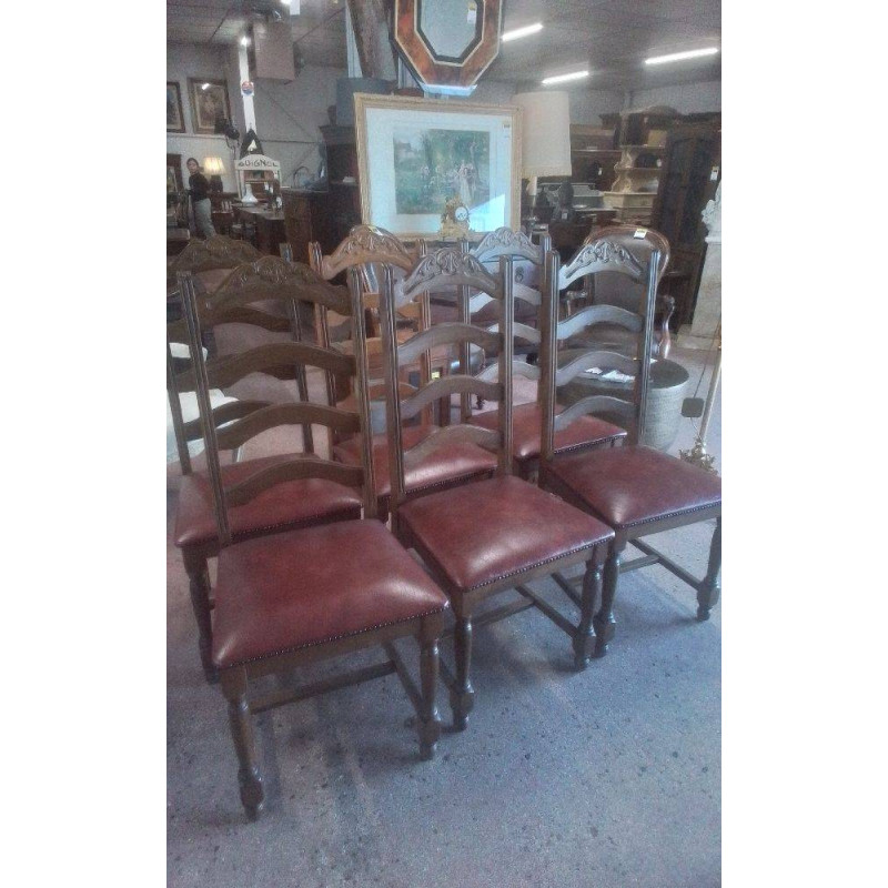 LOT DE 6 CHAISES SKAÏ BORDEAUX