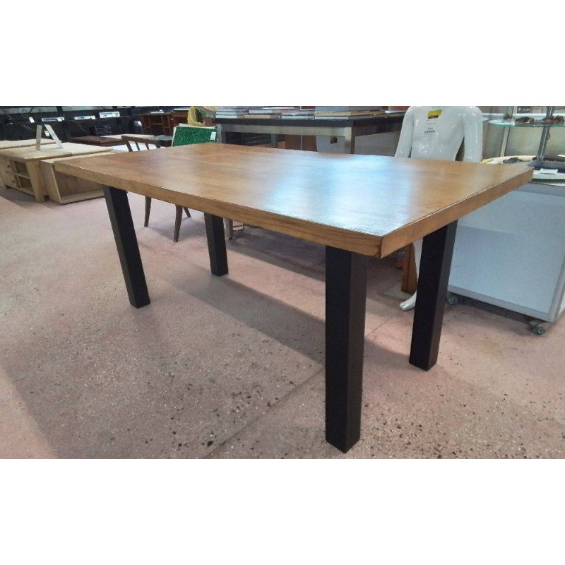 TABLE CHENE PIÈTEMENT FER
