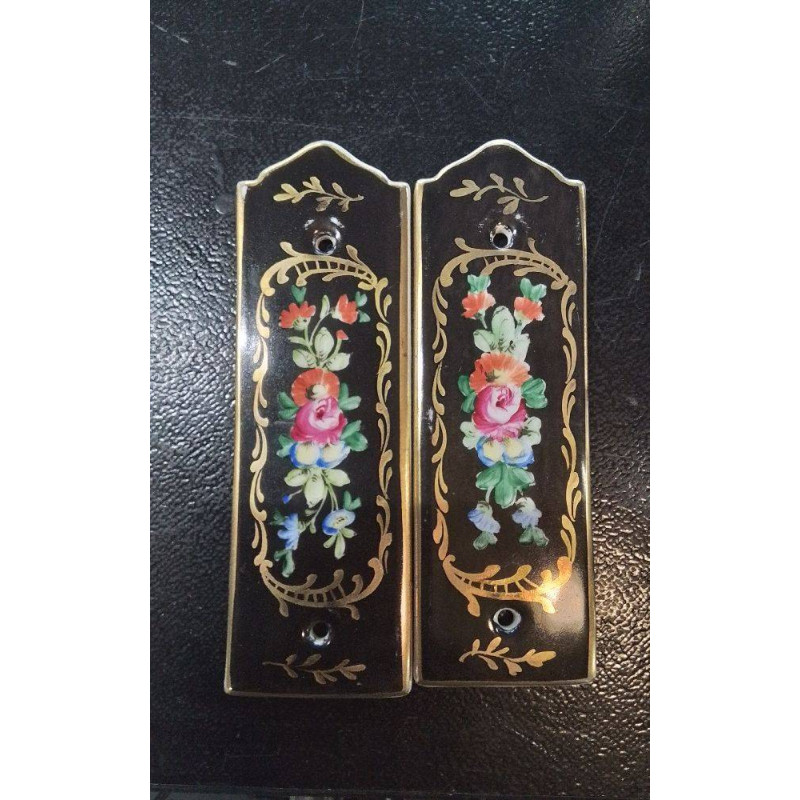 PAIRE DE PLAQUES NOIRES POIGNÉE DE PORTE