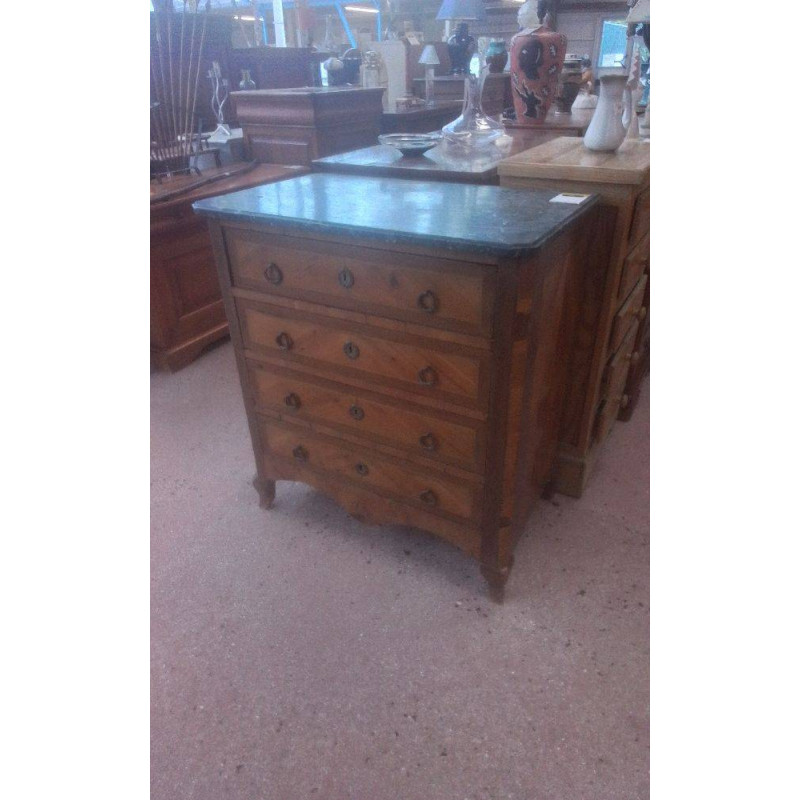 COMMODE MARQUETERIE DESSUS MARBRE 