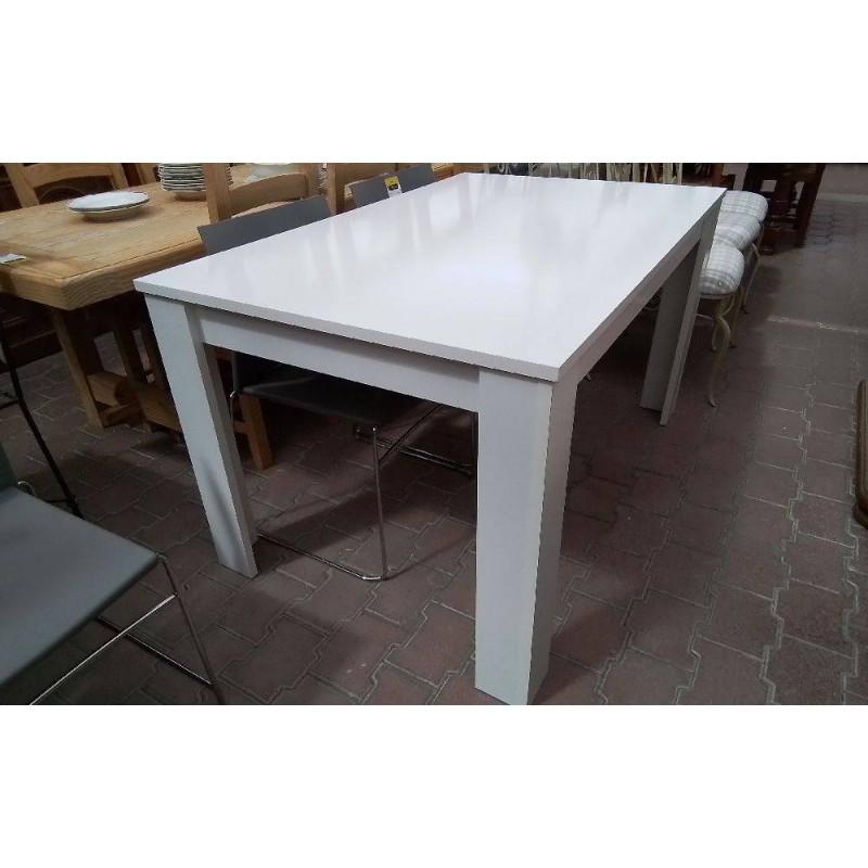 TABLE LAQUÉE BLANCHE 1 ALLONGE 50CM